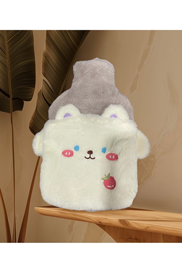 Tavşan Figürlü Yumuşak Peluş Eldivenli Ayak Geçmeli 2000 ml Lik Sıcak Su Torbası - 5