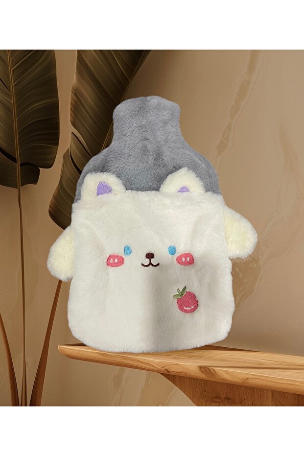 Tavşan Figürlü Yumuşak Peluş Eldivenli Ayak Geçmeli 2000 ml Lik Sıcak Su Torbası - 6