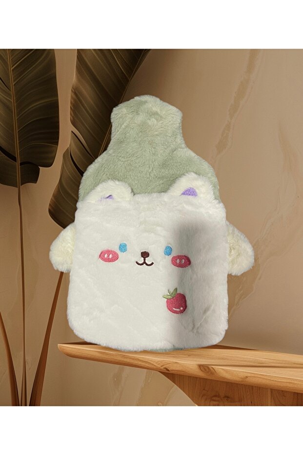 Tavşan Figürlü Yumuşak Peluş Eldivenli Ayak Geçmeli 2000 ml Lik Sıcak Su Torbası - 4