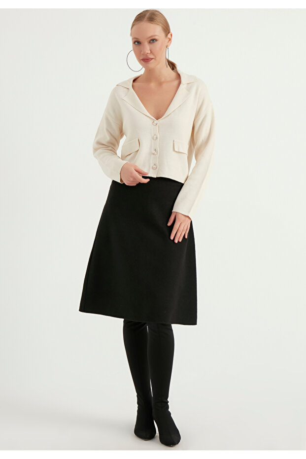 Wool-Looking Midi Skirt - 3