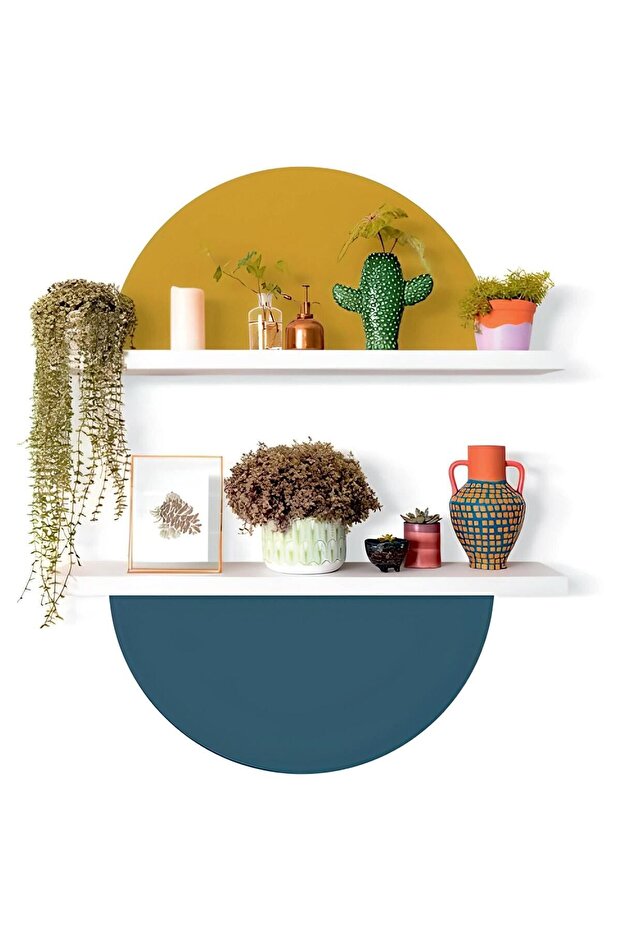 Self Adhesive Fabric Canvas Textured Wallpaper Boho Bohemian Duo Semicircle for Shelf