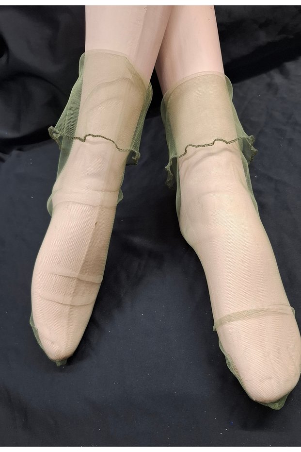 Salsa Ruffled Short Tulle Socks Army Green