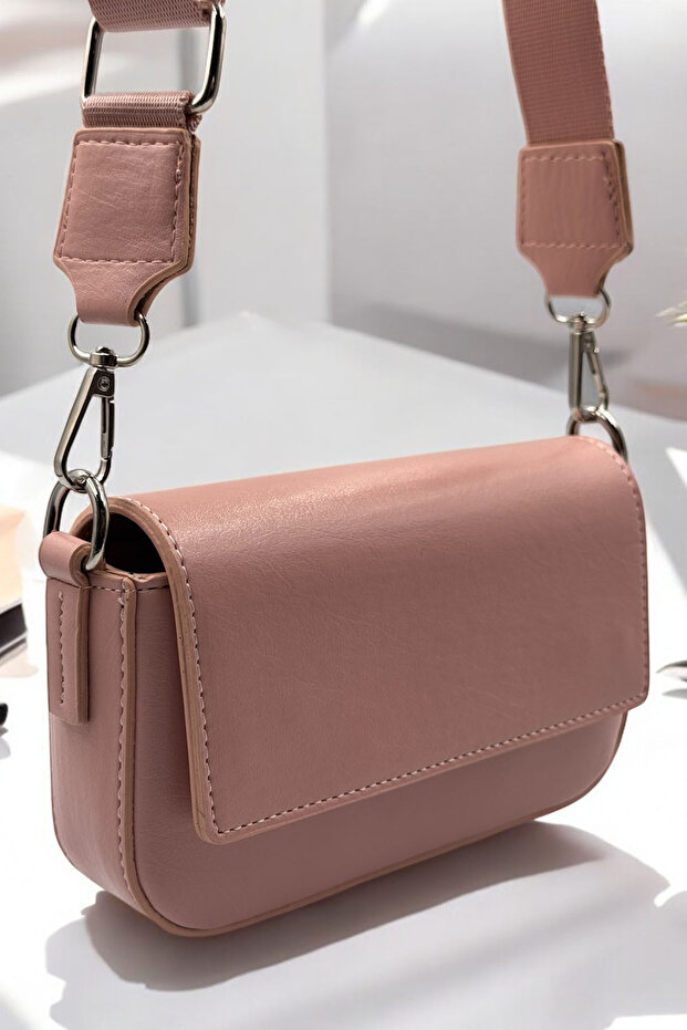 Crossbody Baguette Bag with Strap Cover
