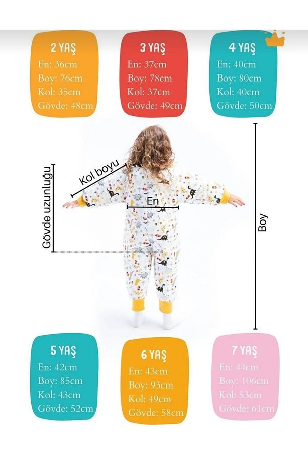 Kışlık Uzun Kol Çift Kat Organik Pazen Unicorn %100 Pamuk Çocuk Bebek Uyku Tulumu 2,5 Tog - 7