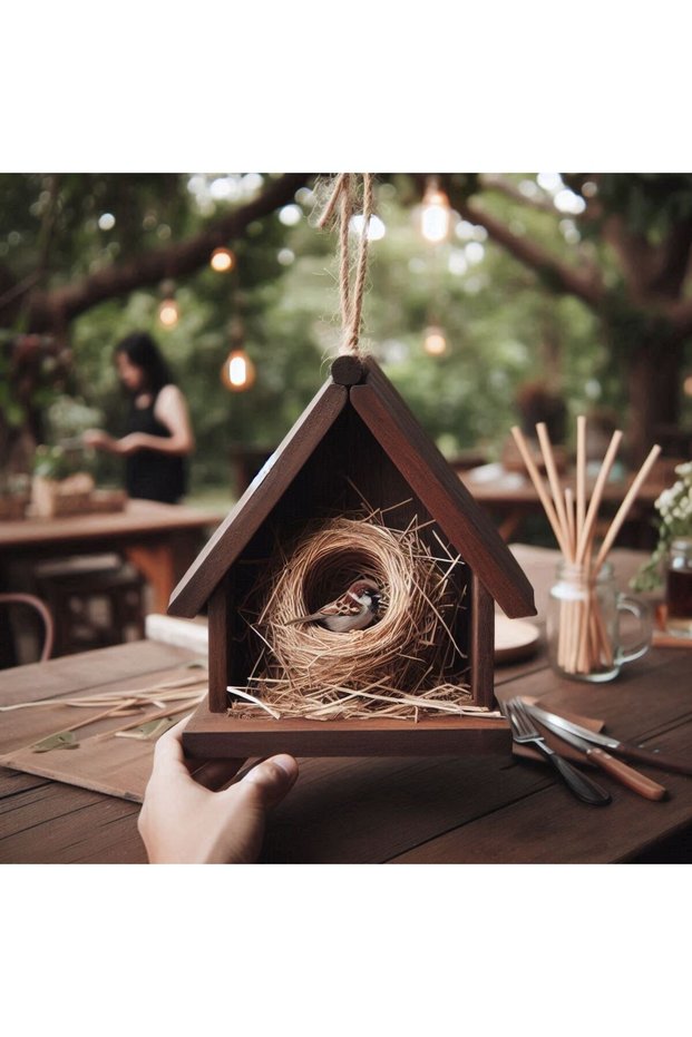 Bird's Nest Garden Type Bird's House with Roof Mdizmir Special Design Bird House / Nest