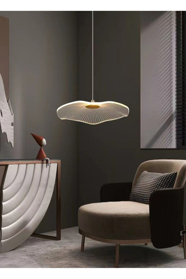 Luxury Exclusive Tekli Sarkıt Led Avize Jellyfish Gold Sarı Ledli Avize 18 Cm Çap - 1