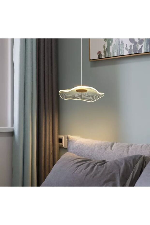 Luxury Exclusive Tekli Sarkıt Led Avize Jellyfish Gold Sarı Ledli Avize 18 Cm Çap - 5