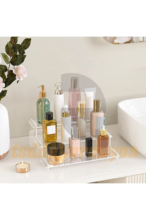 Cupcake Patterned Perfume Cosmetic Display Stand - Bedroom Organizer, Ladder Shape Display Rack S