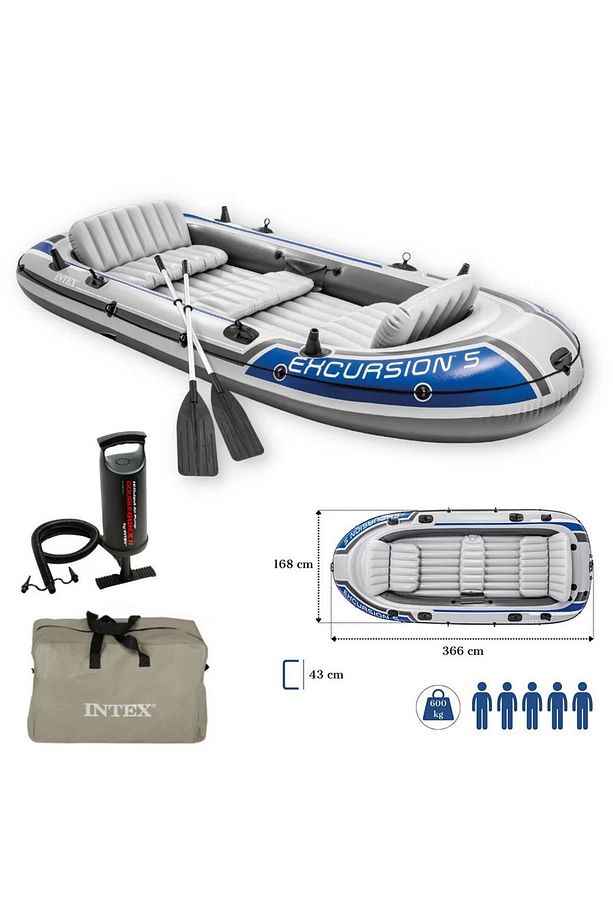 İntex 68325 Excursion 5 Bot Set 600Kg 366x168x43cm Şişme Bot - 1