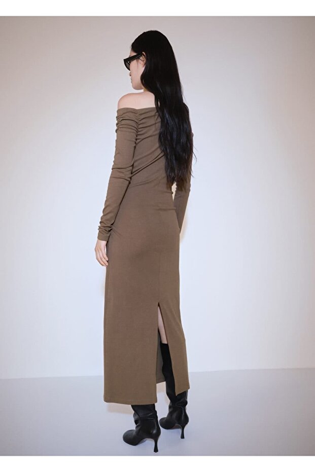 Yırtmaçlı Asimetrik Elbise - 4