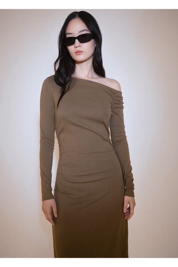 Yırtmaçlı Asimetrik Elbise - 1