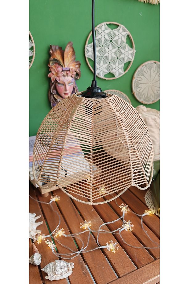 Bambu Sargı Yaprak Avize El yapımı - 2