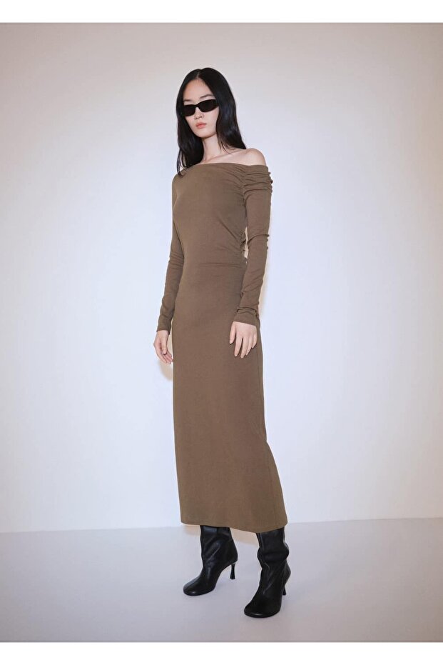 Yırtmaçlı Asimetrik Elbise - 2