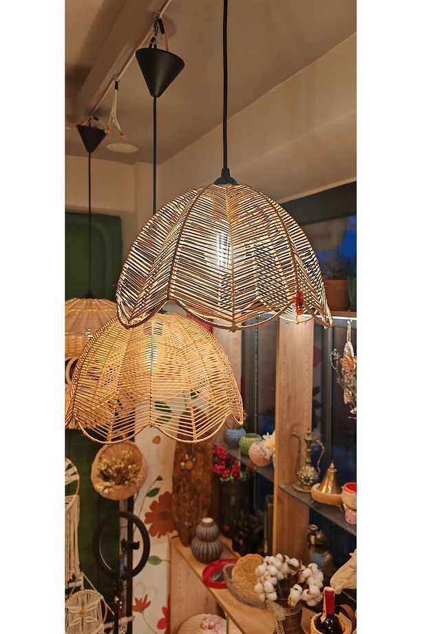 Bambu Sargı Yaprak Avize El yapımı - 1