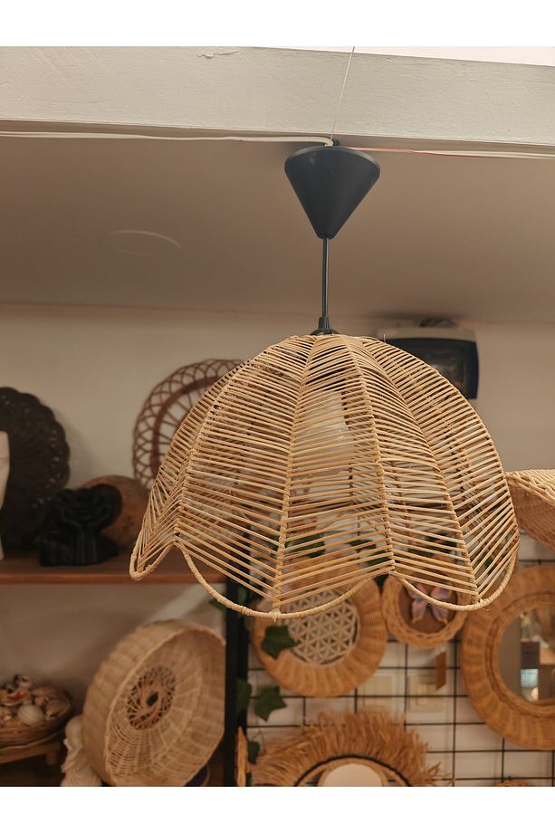 Bambu Sargı Yaprak Avize El yapımı - 4