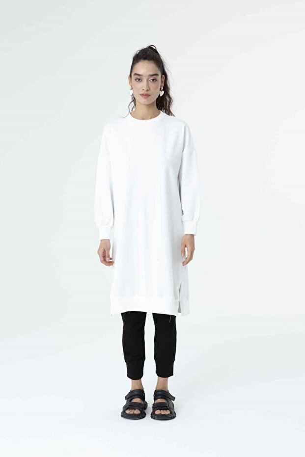 2 Ip Kumaş Uzun Boy Basic Sweatshirt - 1