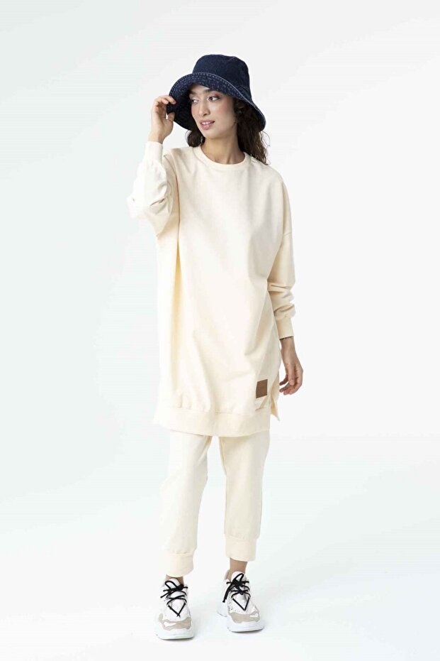 Iki Iplik Kumaş Basic Tunik Sweatshirt - 2