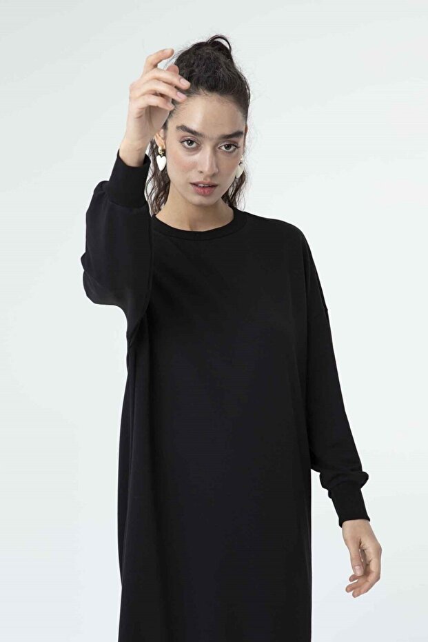 2 Ip Kumaş Uzun Boy Basic Sweatshirt - 3
