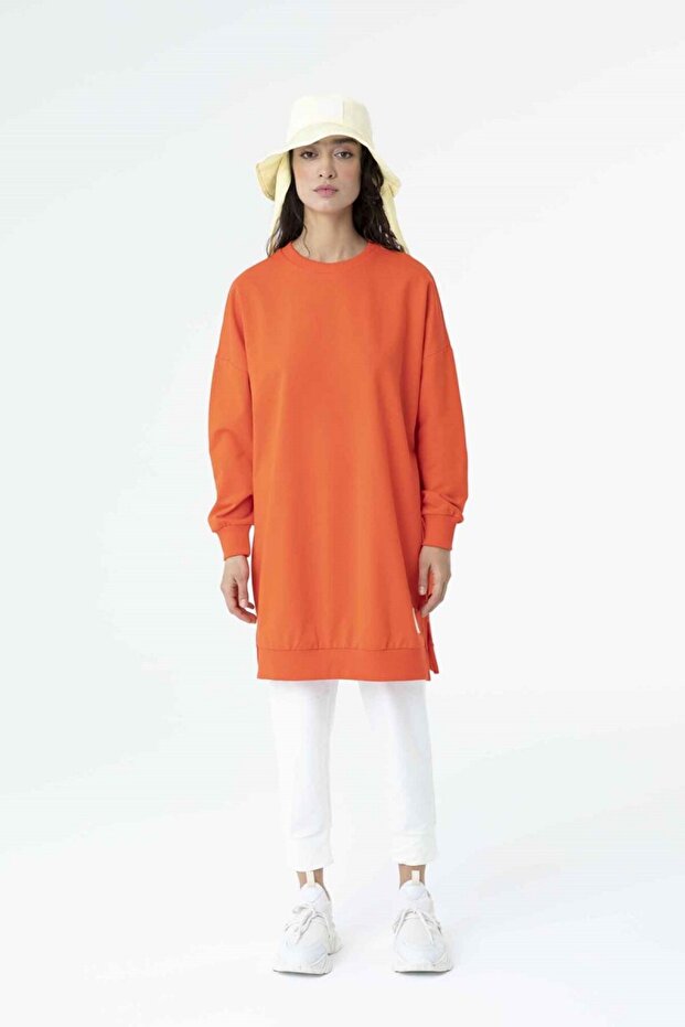 İki İp Kumaş Basic Tunik Sweatshirt - 2