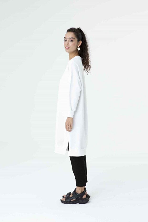 2 Ip Kumaş Uzun Boy Basic Sweatshirt - 4