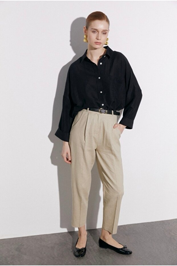 Düşük Omuzlu Oversize Gömlek - 3