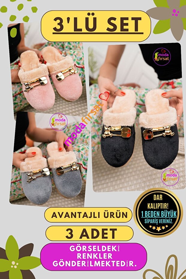 3 Pack Women's Winter Slippers Daily House Slippers Guest Dowry Bundle Bride 3-Piece Slipper Set