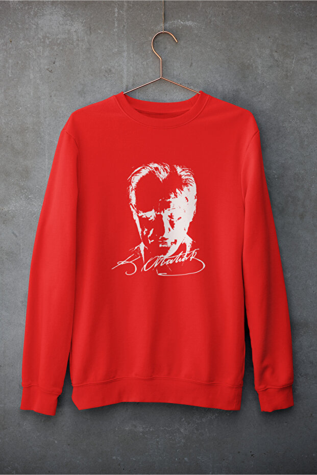 Stil-X Atatürk Silhouette Printed Crewneck Oversize Three-Yarn Shardoon Sweatshirt