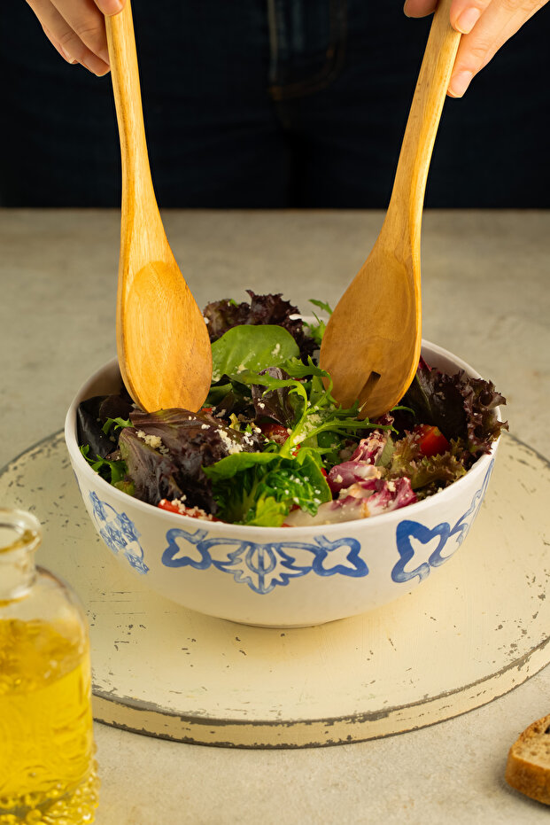 ملعقة تقديم سلطة من خشب الجوز - 2