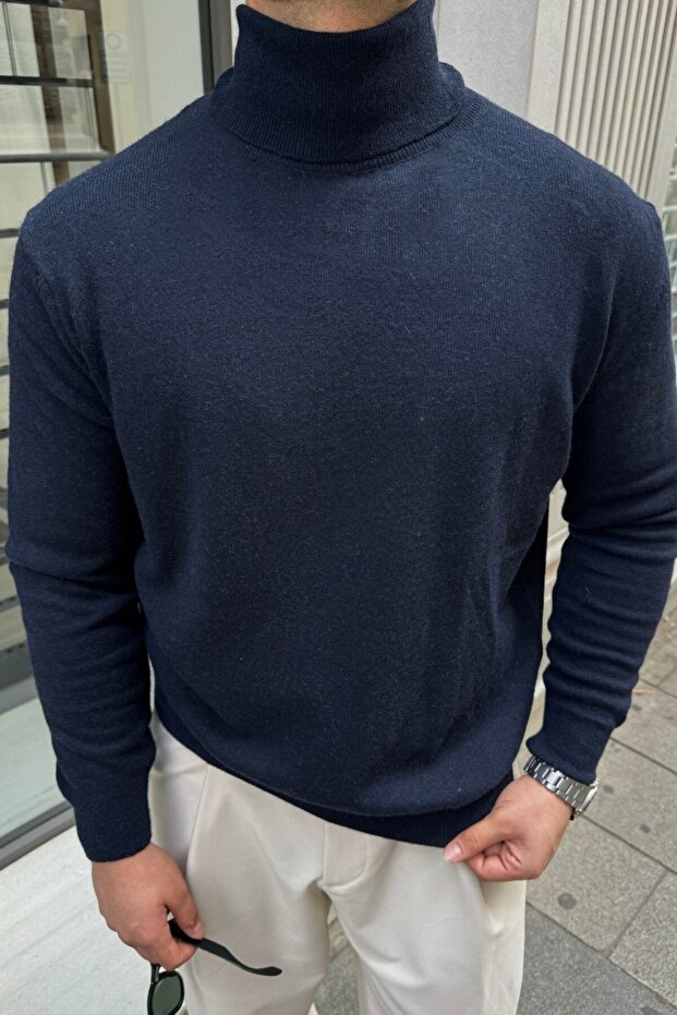 Men's Wool Regular Fit Full Turtleneck Knitwear Sweater