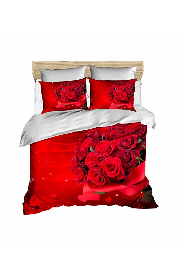 Love Red Roses 3D Digital Double Bedding Set