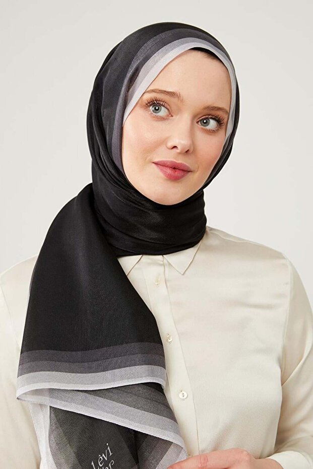 Color Transition Evening Dress Amber Shawl (Black-Gray)