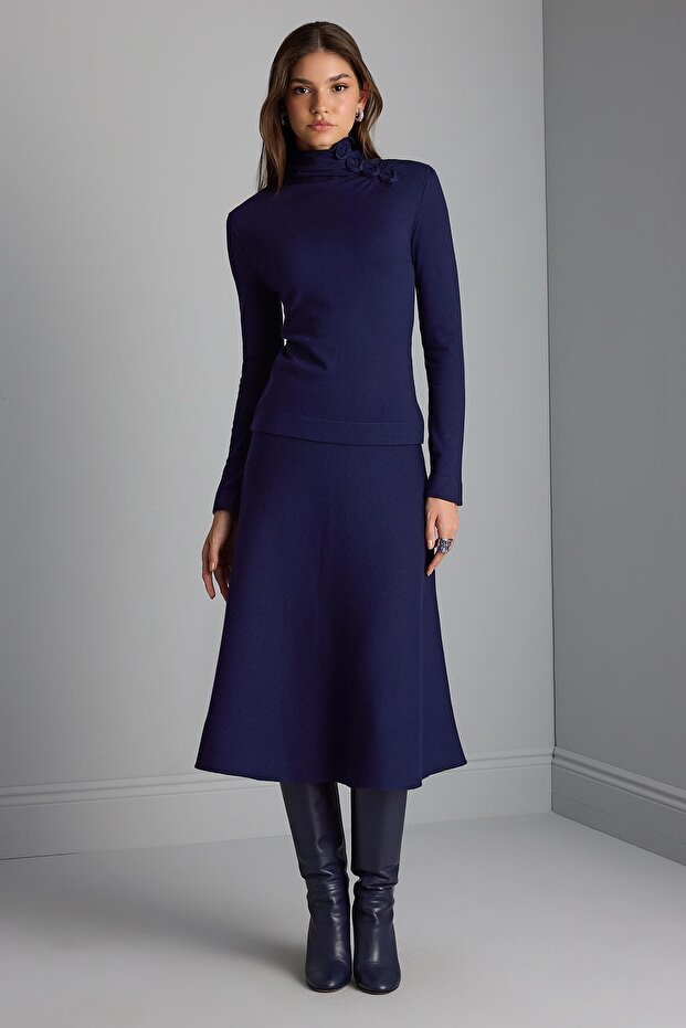 Kloş Midi Triko Etek - 5