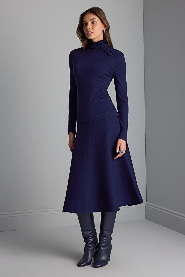 Kloş Midi Triko Etek - 1