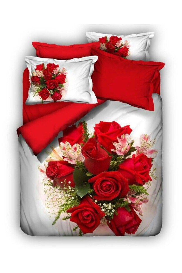 طقم غطاء لحاف مزدوج رقمي ثلاثي الأبعاد من Red Rose Harness