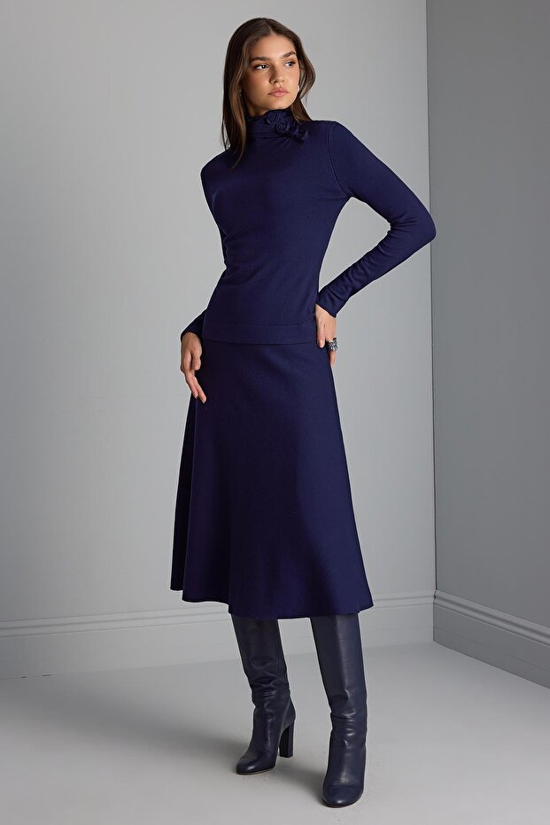 Kloş Midi Triko Etek - 4