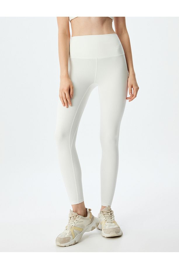 Spor Tayt Yüksek Bel Yumuşak Tuşe Slim Fit Interlok - 3