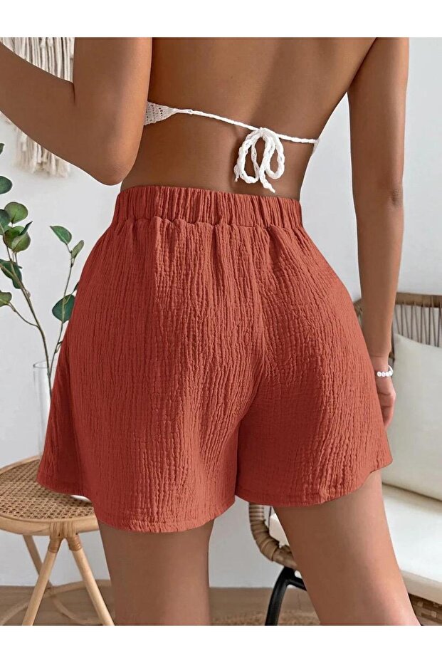 bürümcek kumaş cepsiz şort - 3