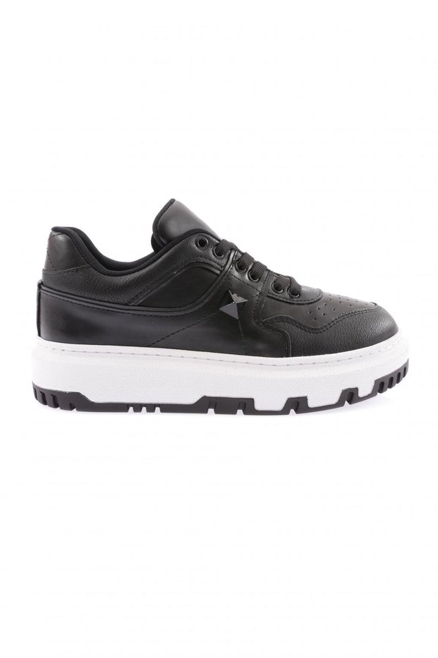 020-22K Women's Thick Sole Lace-Up Sneakers with Stitching Detail
