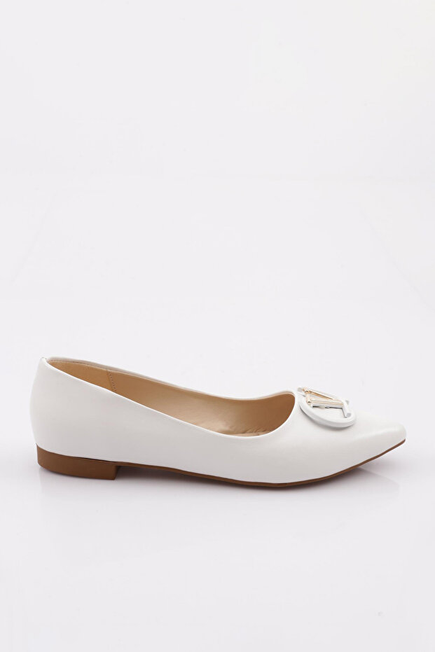Women's Ballerinas with White V Buckle - 21413365