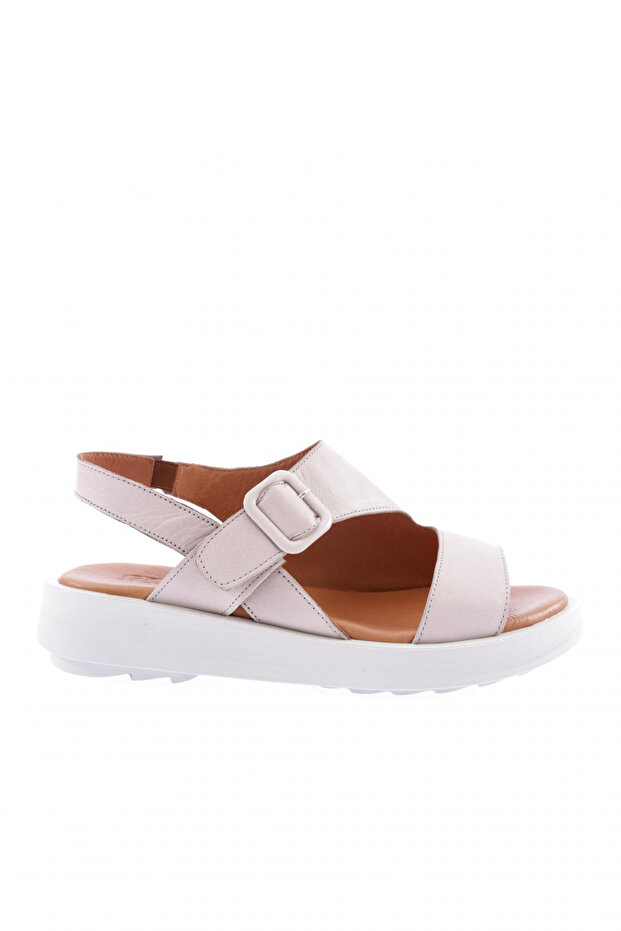 Silver Genuine Leather Zenne Sandals - Ankle Belt Detail 86732110