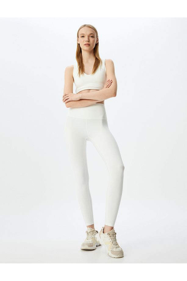 Spor Tayt Yüksek Bel Yumuşak Tuşe Slim Fit Interlok - 2