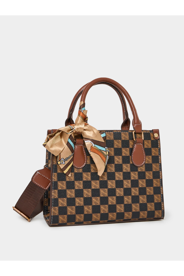 Check Design Handbag with Adjustable Strap