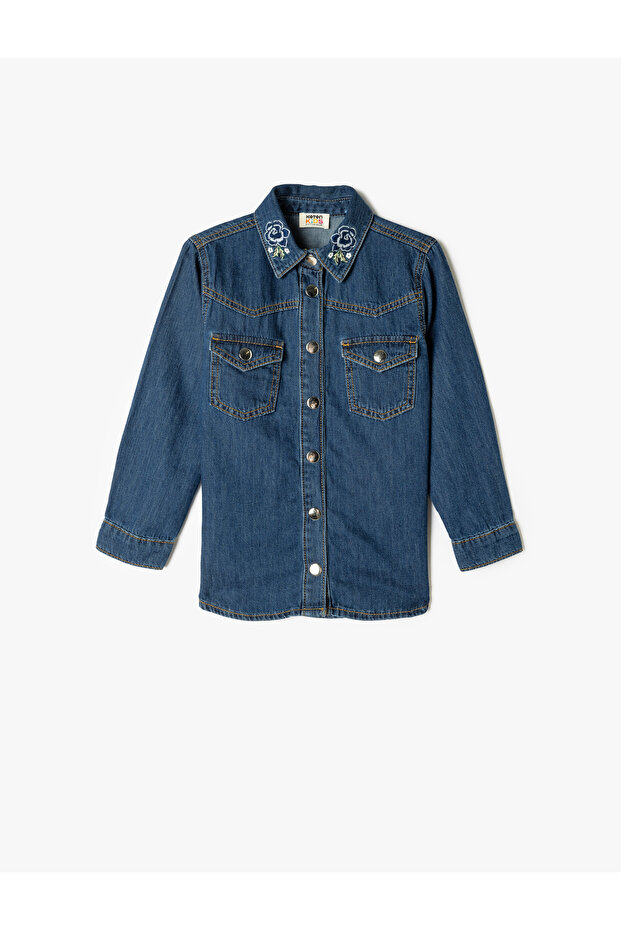 Denim Shirt Flap Pocket Detail Buttoned Cotton