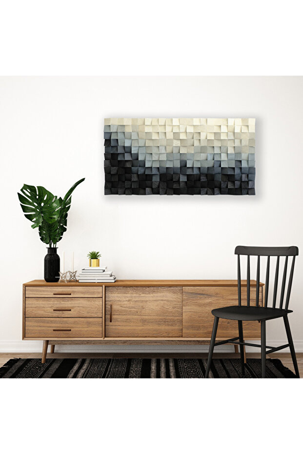 Luna 96x48cm El Yapımı Mozaik Ahşap Duvar Tablosu - 6