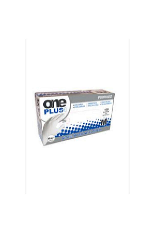 One Plus - قفازات Nitrile Blue Pudras M (1 × 1 قطعة) واحد زائد 110008