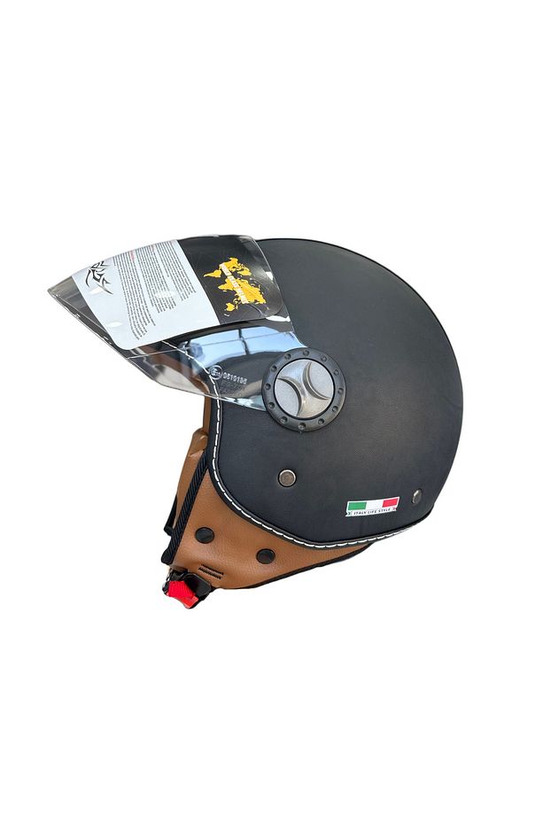 SW 701 Siyah Deri Yarım Kask - 3