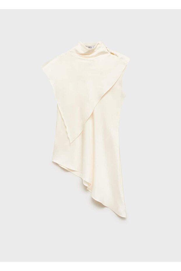 Asimetrik saten bluz - 3