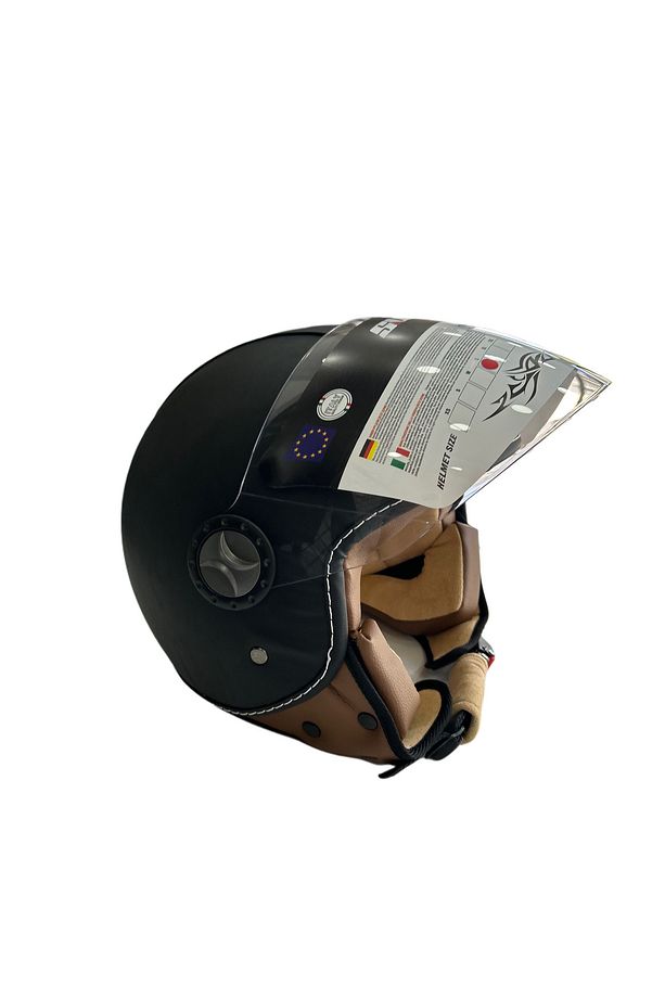 SW 701 Siyah Deri Yarım Kask - 2