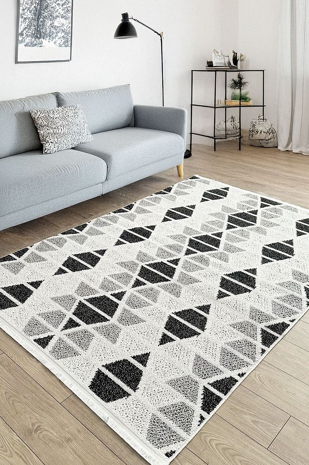Sofia Dokuma Modern Saçaklı Yumuşak Salon Halısı Mutfak Halısı Çocuk Halısı Makine Halısı Yolluk - 1