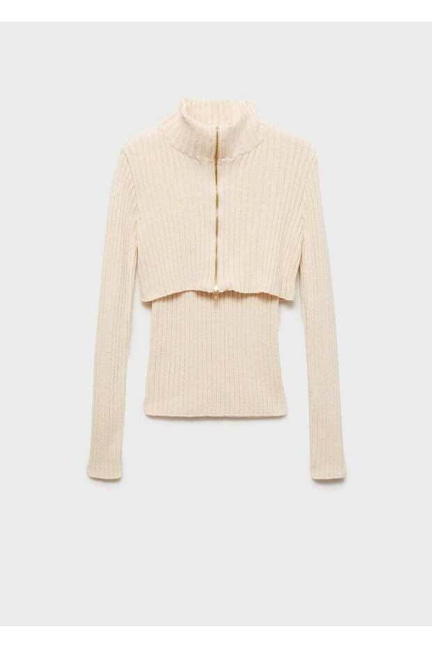 Pulover cu fermoar combinat - 3